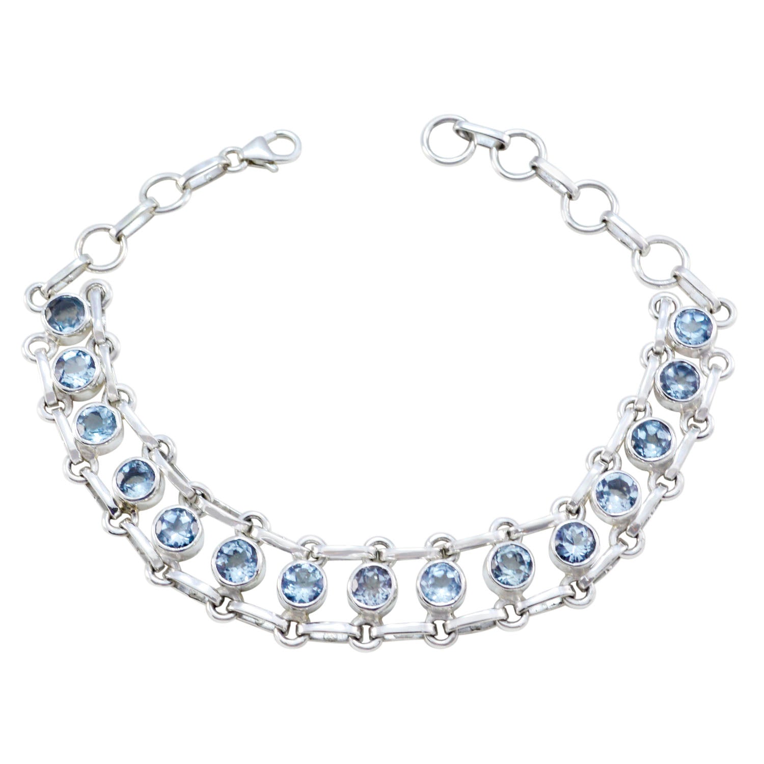 Blue Topaz Ending of Ramadan Essential Blue 925 Silver Links Bracelet