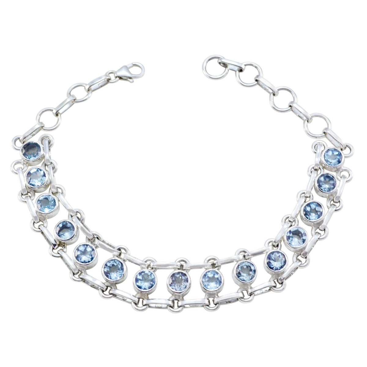 Blue Topaz Ending of Ramadan Essential Blue 925 Silver Links Bracelet