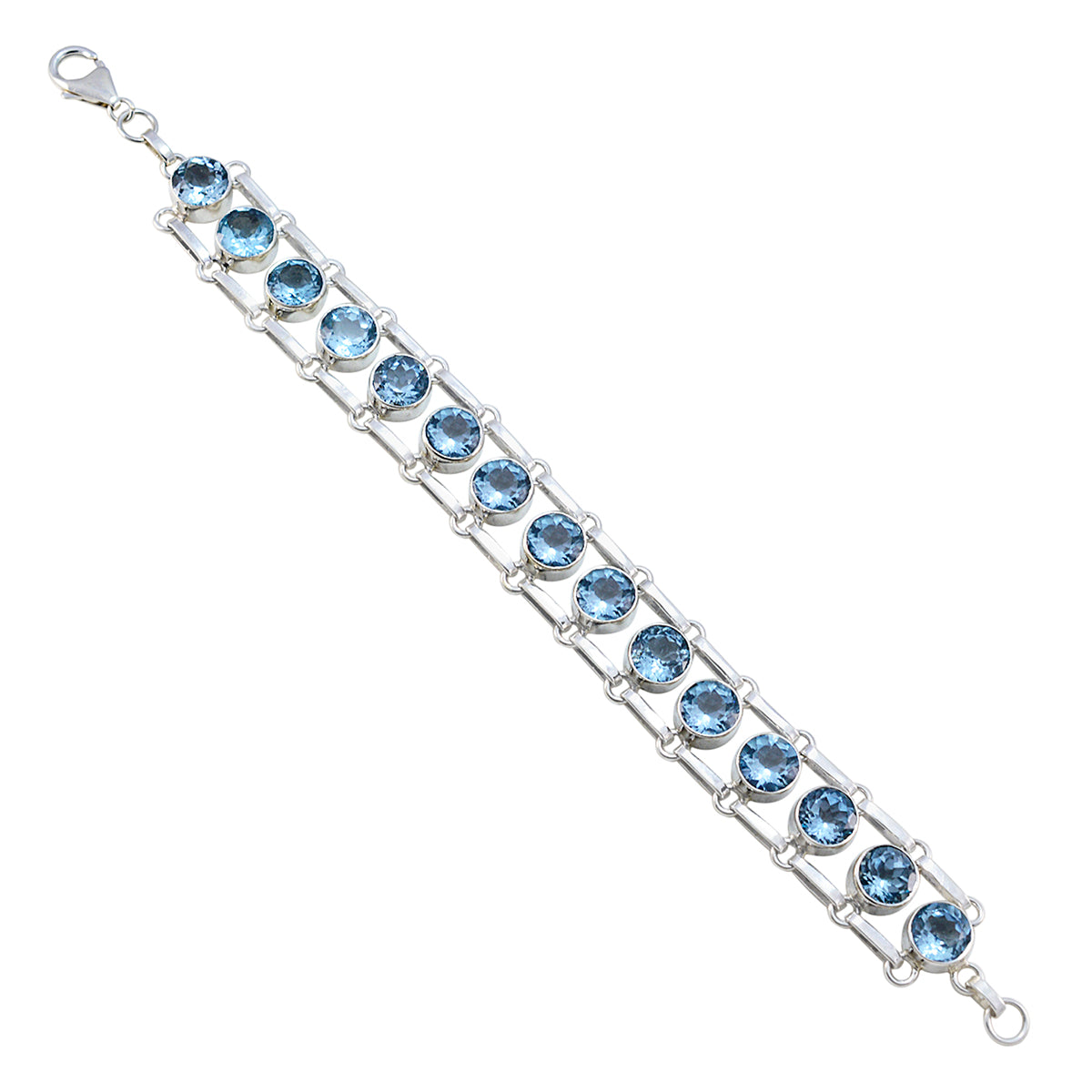Bracciale in argento 925 con maglie blu essenziali per la fine del Ramadan con topazio blu Immagine secondaria del prodotto