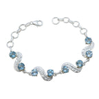 Blue Topaz Europe day Featherlight Blue Silver Links Bracelet