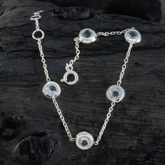 Minimalistische blauwe sterling zilveren kettingarmband met blauwe topaas en Eurovisie Songfestivalfinale