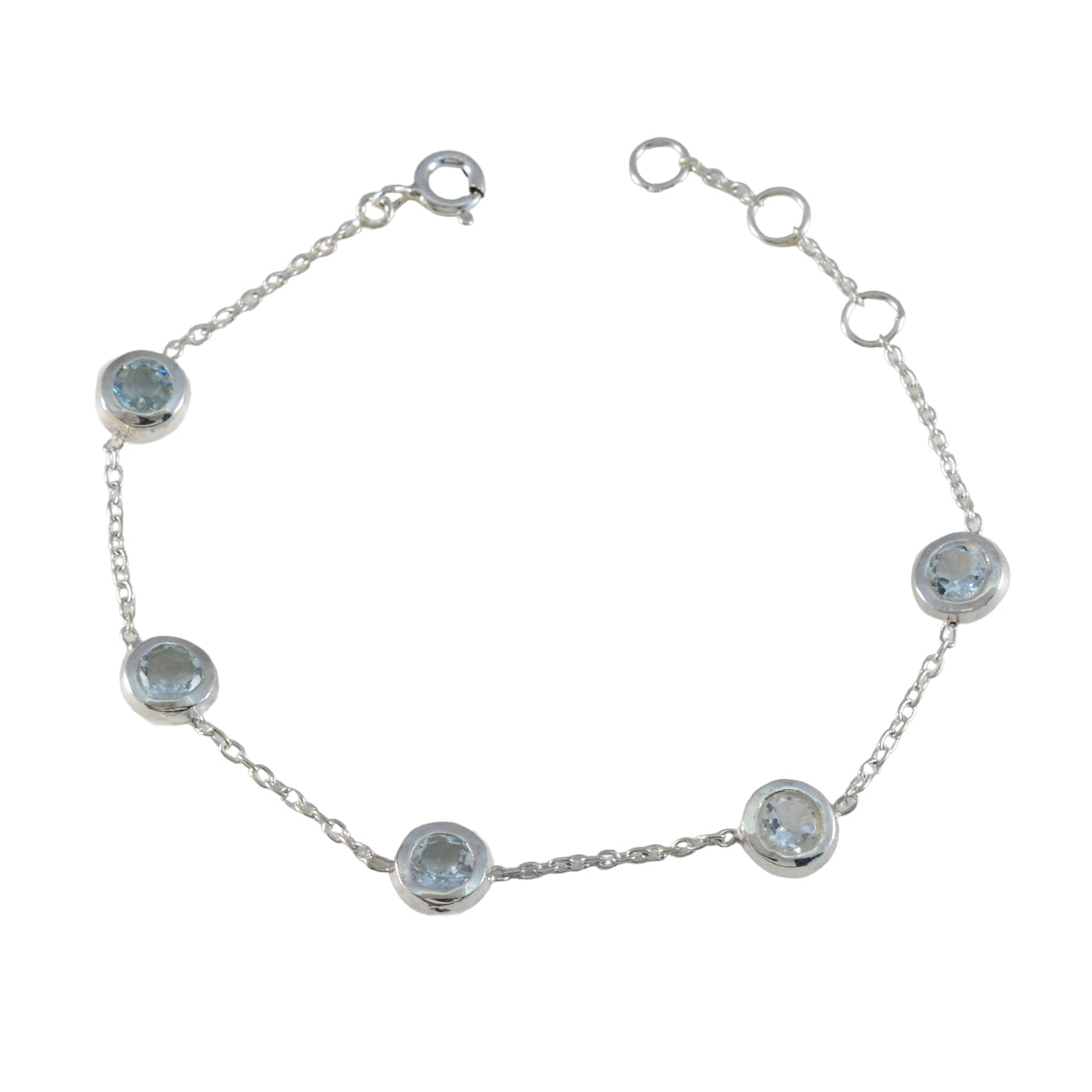 Blue Topaz Eurovision Song Contest Finale Minimalist Blue Sterling Silver Chain Bracelet