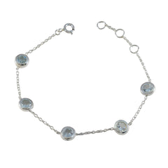 Blue Topaz Eurovision Song Contest Finale Minimalist Blue Sterling Silver Chain Bracelet