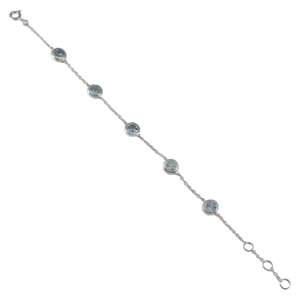 Blue Topaz Eurovision Song Contest Finale Minimalist Blue Sterling Silver Chain Bracelet Secondary image