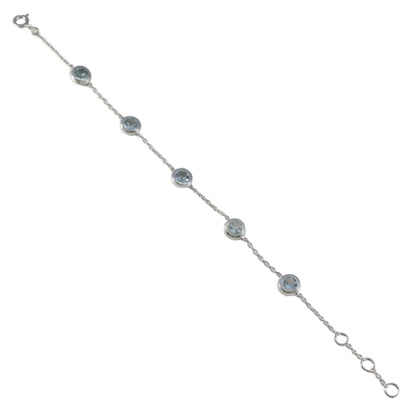 Blue Topaz Eurovision Song Contest Finale Minimalist Blue Sterling Silver Chain Bracelet
