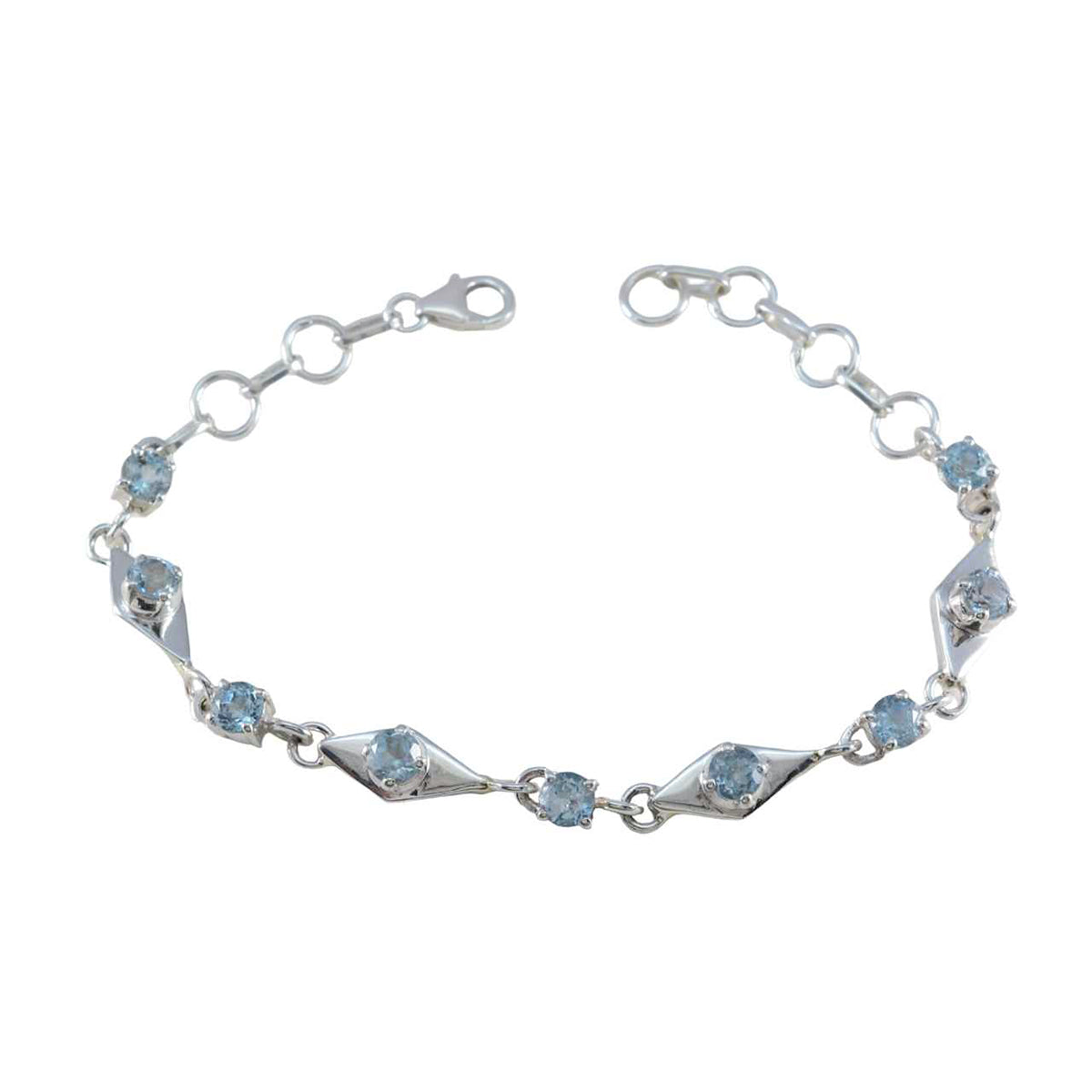 Blue Topaz Everyday Featherlight Blue 925 Silver Links Bracelet メイン画像