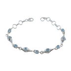 Blue Topaz Everyday Featherlight Blue 925 Silver Links Bracelet