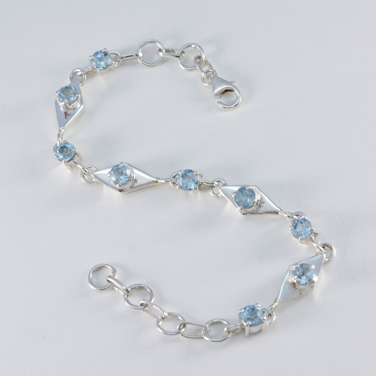 Blue Topaz Everyday Featherlight Blue 925 Silver Links Bracelet