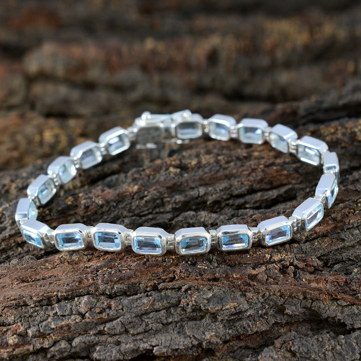 Blue Topaz Fake Friday Minimal Blue Silver Tennis Bracelet