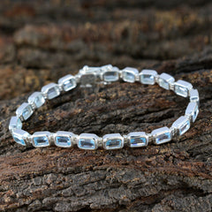 Blue Topaz Fake Friday Minimal Blue Silver Tennis Bracelet