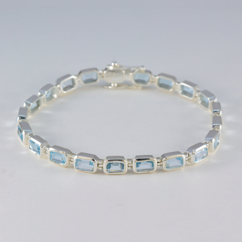 Blue Topaz Fake Friday Minimal Blue Silver Tennis Bracelet