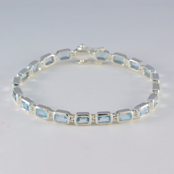 Blue Topaz Fake Friday Minimal Blue Silver Tennis Bracelet