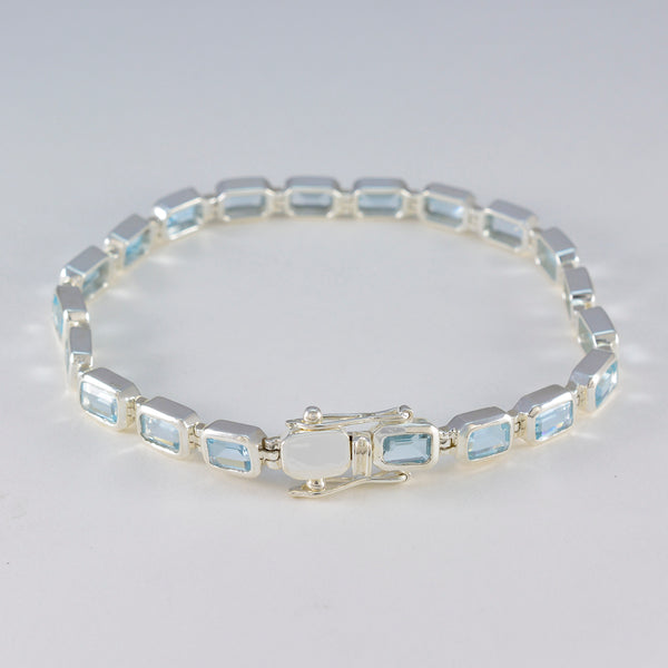 Blue Topaz Fake Friday Minimal Blue Silver Tennis Bracelet