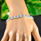 Blue Topaz Fasching Classic Blue Sterling Silver Tennis Bracelet