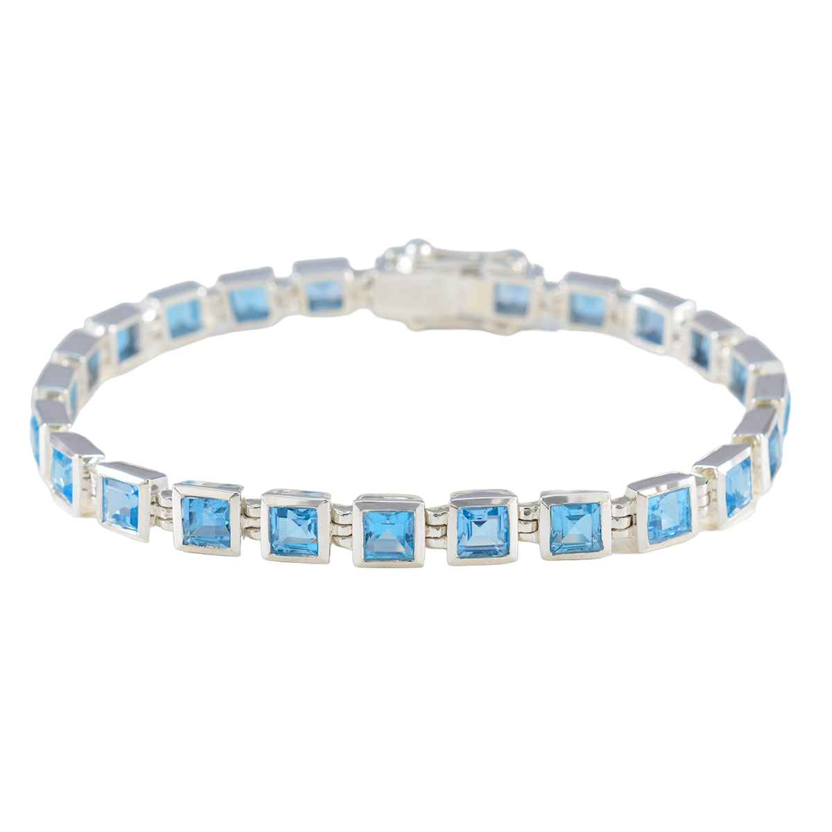 Blautopas Fasching Klassisches blaues Tennisarmband aus Sterlingsilber Hauptbild