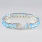 Blue Topaz Fashion Eye-catching Blue 925 Silver Tennis Bracelet