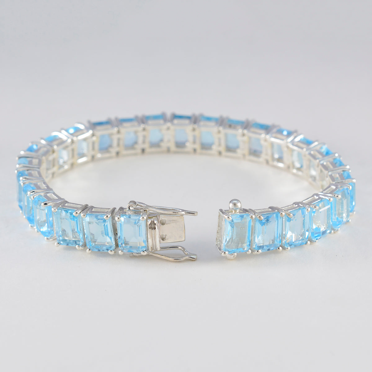 Blue Topaz Fashion Eye-catching Blue 925 Silver Tennis Bracelet