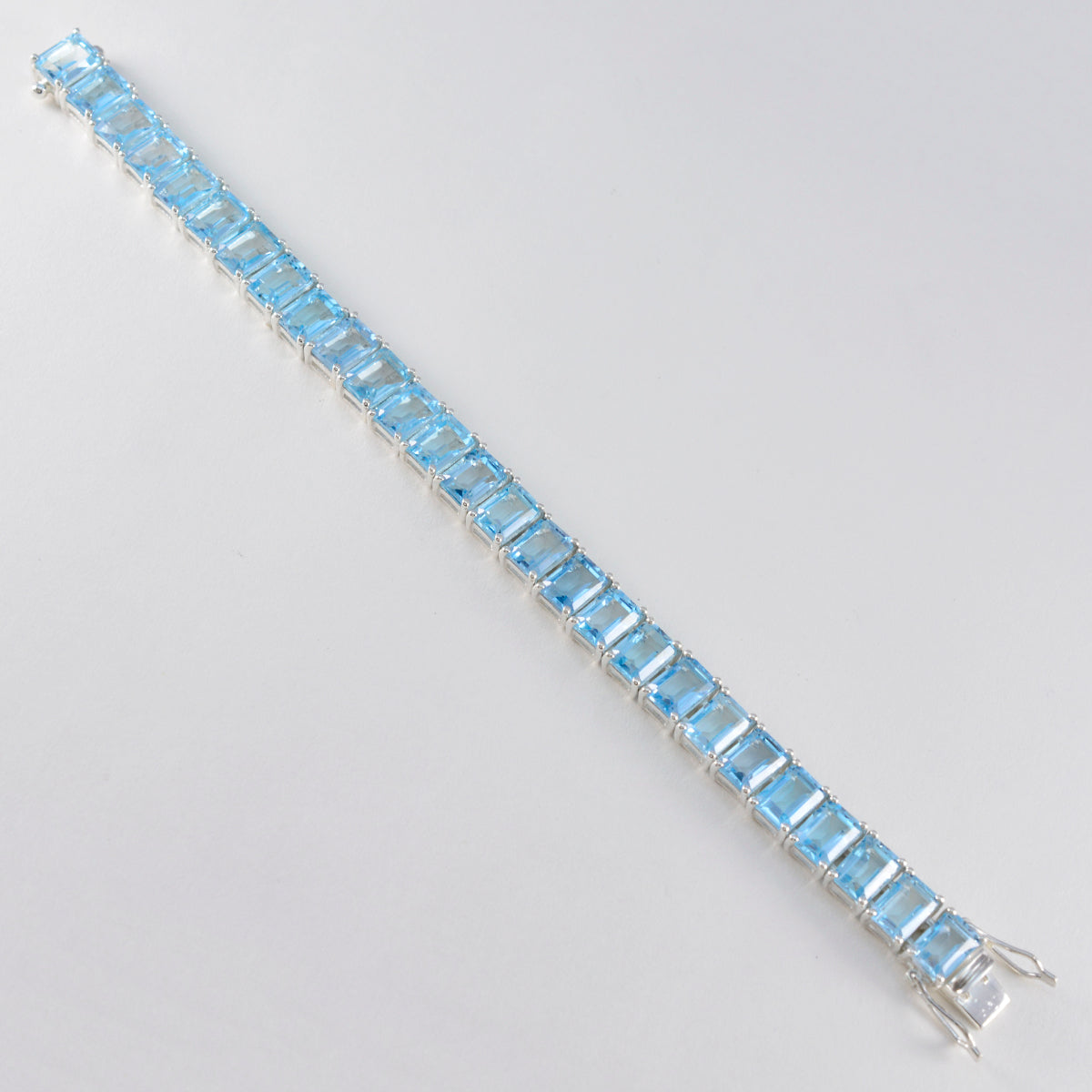 Blue Topaz Fashion Eye-catching Blue 925 Silver Tennis Bracelet
