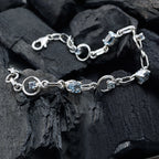 Blue Topaz Father’s Day Dainty Blue Silver Links Bracelet