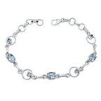 Blue Topaz Father’s Day Dainty Blue Silver Links Bracelet