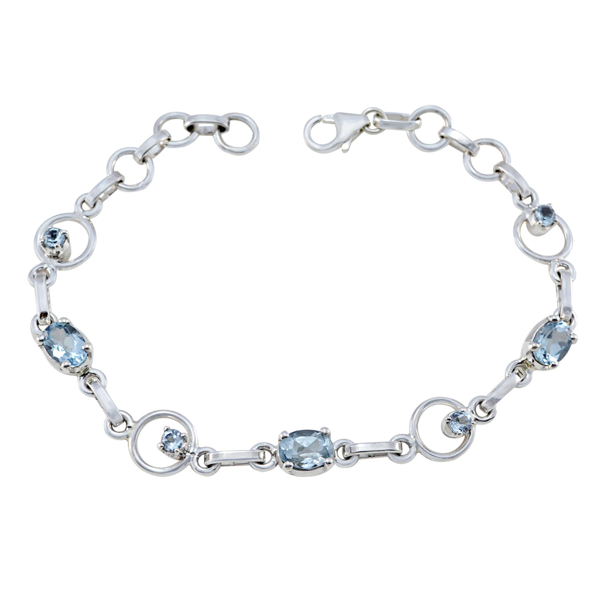 Blue Topaz Father’s Day Dainty Blue Silver Links Bracelet
