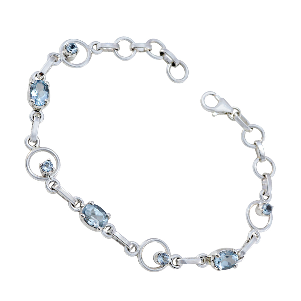 Blue Topaz Father’s Day Dainty Blue Silver Links Bracelet