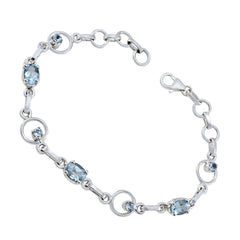 Blue Topaz Father’s Day Dainty Blue Silver Links Bracelet