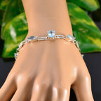 Blue Topaz Festive Whisper-thin Blue 925 Silver Links Bracelet