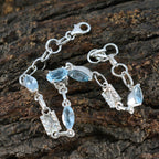 Blue Topaz Festive Whisper-thin Blue 925 Silver Links Bracelet