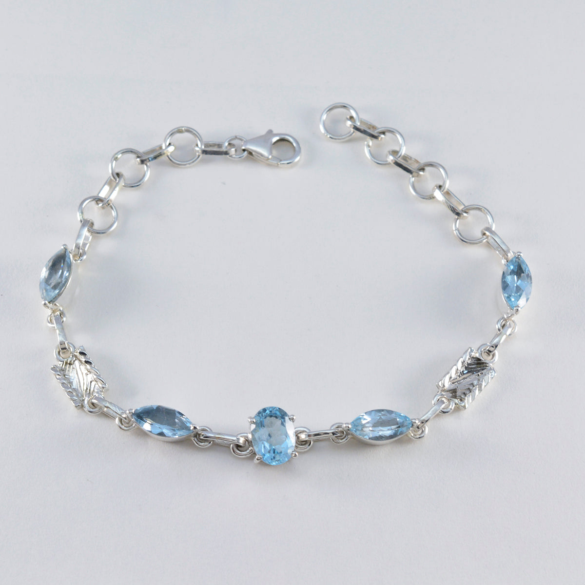 Blue Topaz Festive Whisper-thin Blue 925 Silver Links Bracelet