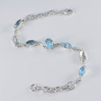Blue Topaz Festive Whisper-thin Blue 925 Silver Links Bracelet