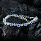 Blue Topaz First Day of Spring Minimal Blue Silver Tennis Bracelet
