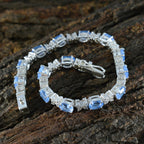 Blue Topaz First Day of Spring Minimal Blue Silver Tennis Bracelet
