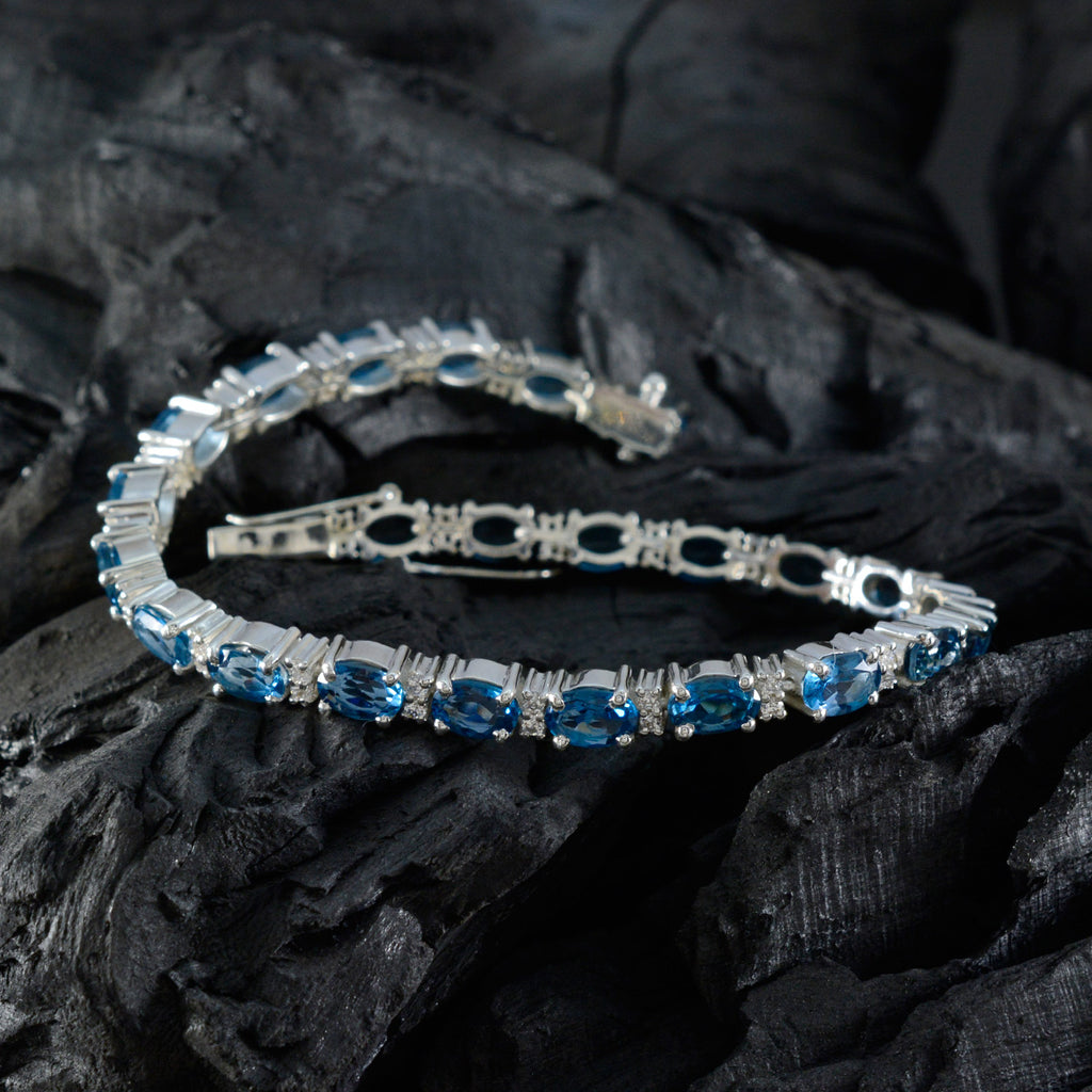 Blue Topaz First Day of Wimbledon Tiny Blue Sterling Silver Tennis Bracelet