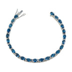 Blue Topaz First Day of Wimbledon Tiny Blue Sterling Silver Tennis Bracelet