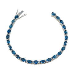 Blue Topaz First Day of Wimbledon Tiny Blue Sterling Silver Tennis Bracelet