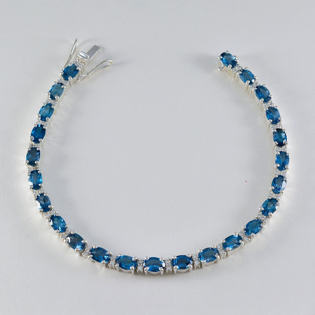 Blue Topaz First Day of Wimbledon Tiny Blue Sterling Silver Tennis Bracelet