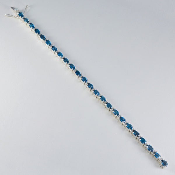 Blue Topaz First Day of Wimbledon Tiny Blue Sterling Silver Tennis Bracelet