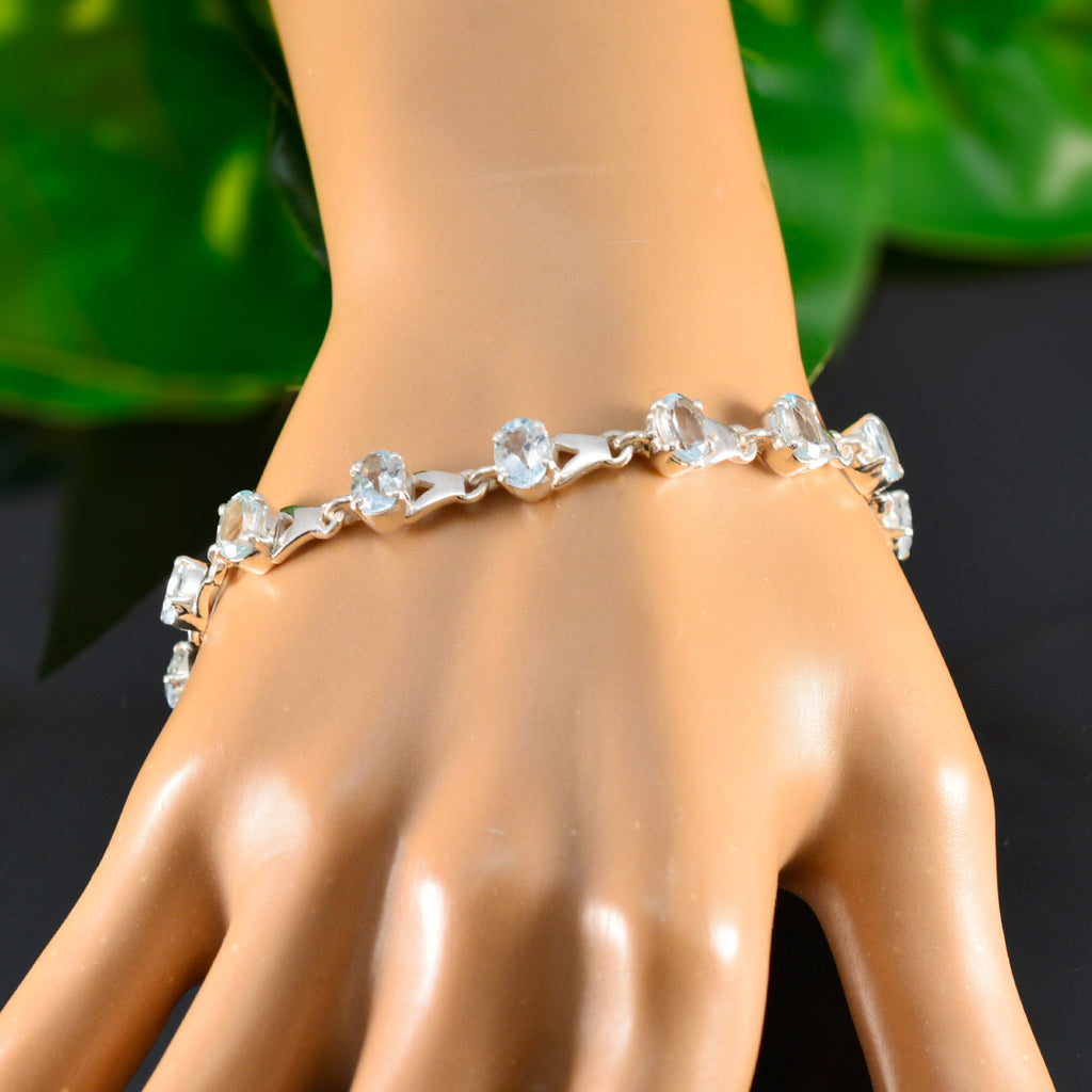 Blue Topaz Diwali Slim Blue Sterling Silver Links Bracelet