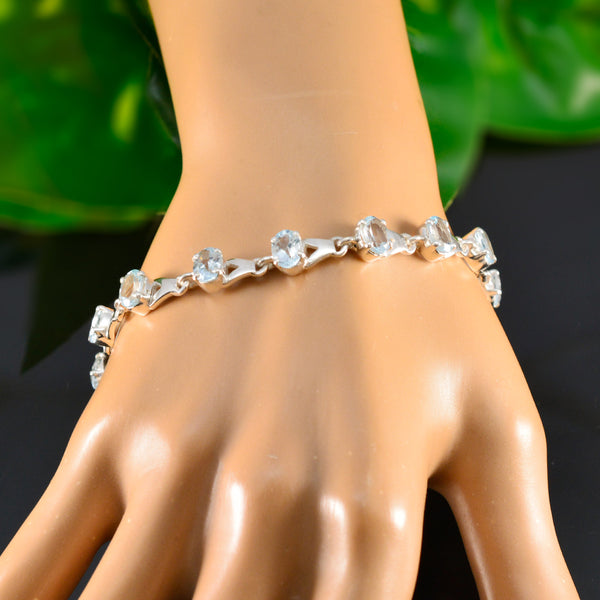 Blue Topaz Diwali Slim Blue Sterling Silver Links Bracelet