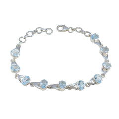 Blue Topaz Diwali Slim Blue Sterling Silver Links Bracelet