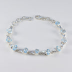 Pulsera fina de eslabones de plata de ley con topacio azul Diwali