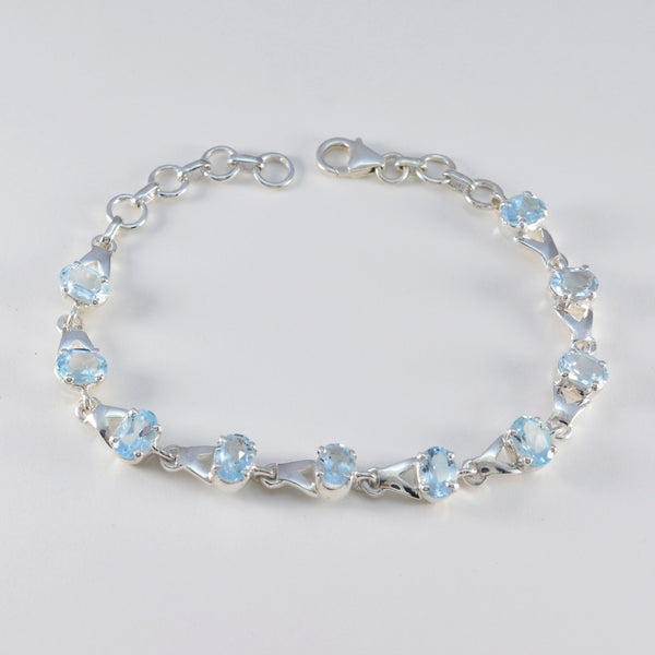 Blue Topaz Diwali Slim Blue Sterling Silver Links Bracelet