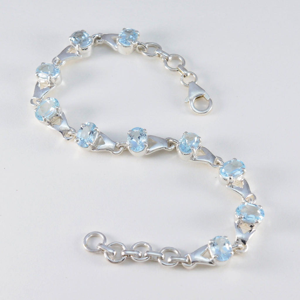 Blue Topaz Diwali Slim Blue Sterling Silver Links Bracelet