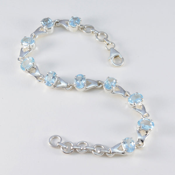 Blue Topaz Diwali Slim Blue Sterling Silver Links Bracelet