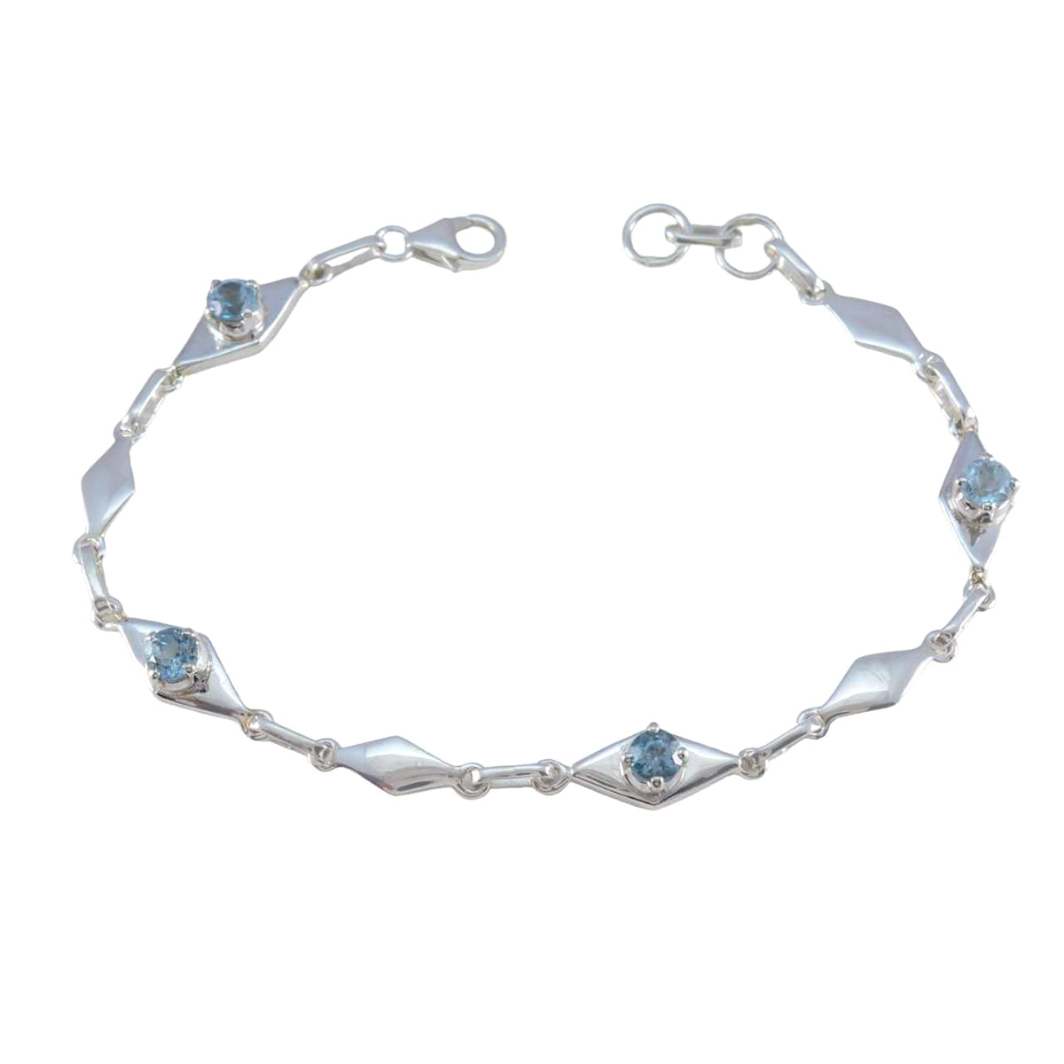 Blautopas Hundstag Federleicht Blau 925 Silber Gliederarmband Hauptbild