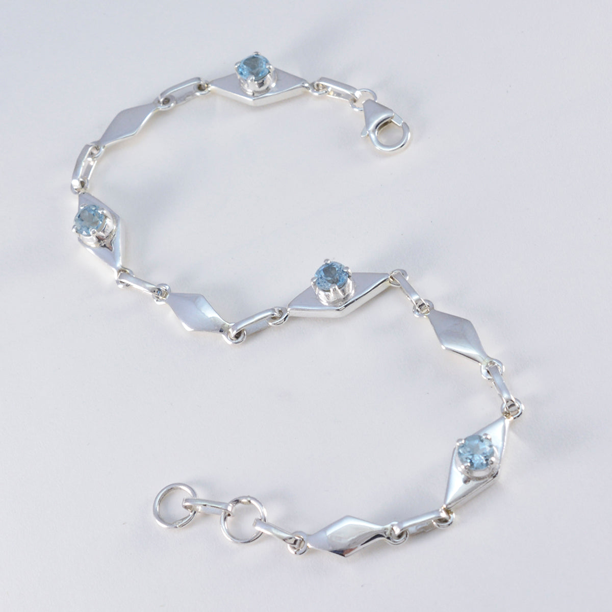 Blue Topaz Dog Day Featherlight Blue 925 Silver Links Bracelet