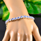 Blue Chalcedony Fitness Day Minimal Blue 925 Silver Tennis Bracelet