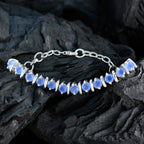 Blue Chalcedony Fitness Day Minimal Blue 925 Silver Tennis Bracelet
