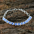 Blue Chalcedony Fitness Day Minimal Blue 925 Silver Tennis Bracelet